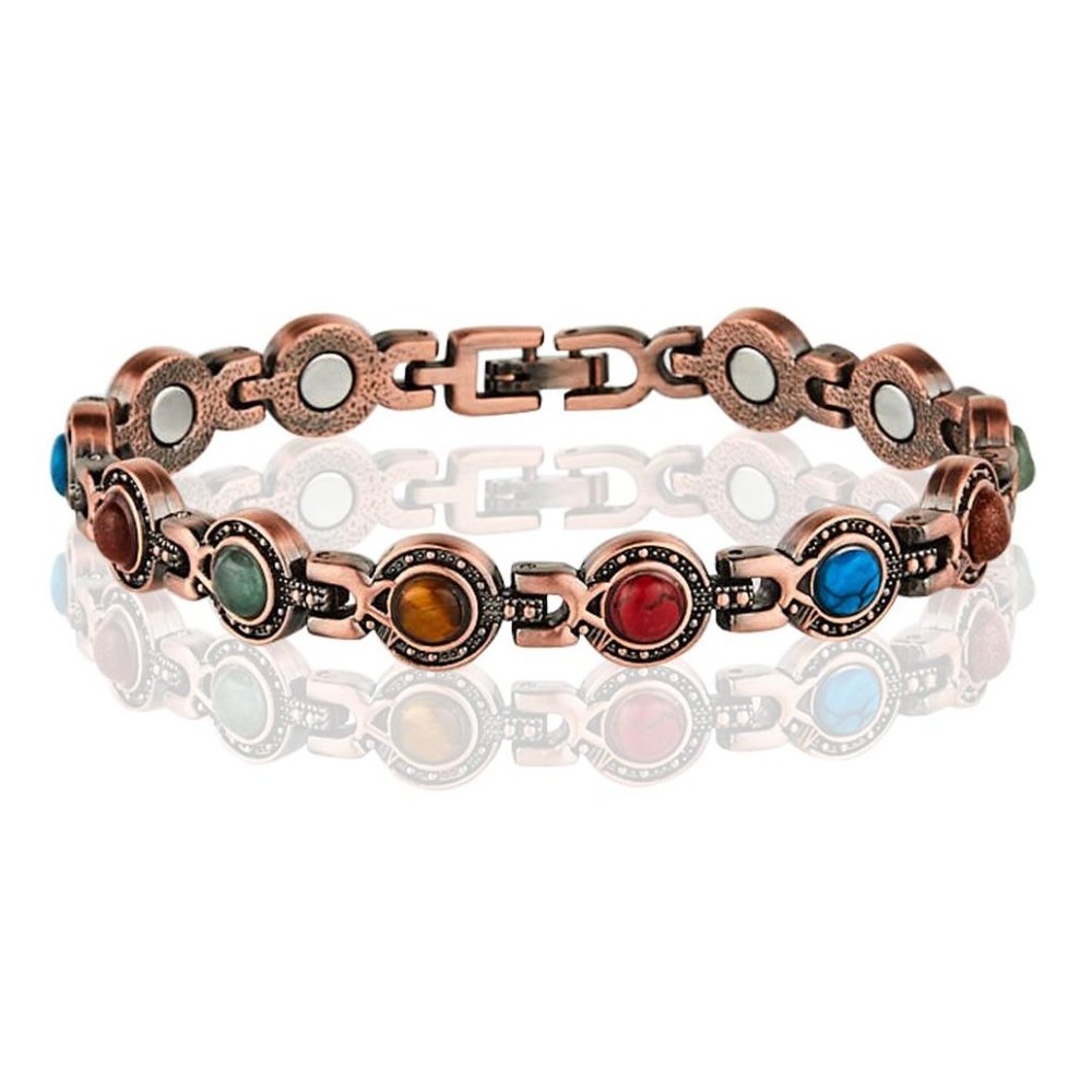 Round Stones Copper Magnetic Link Bracelet - Arthritis Pain Relieve Bracelet